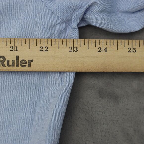 Paul Fredrick Shirt Mens 15.5 32 Blue Oxford Non Iron Two Ply Pinpoint Long Slv - Picture 5 of 16